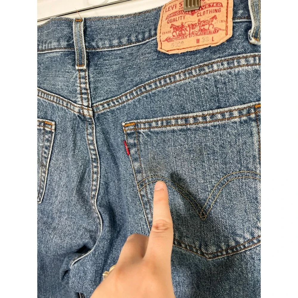 Levis 505 Womens Jean Shorts 33 Blue Y2K Baggy Jorts Cowgirl‎ Rodeo Western